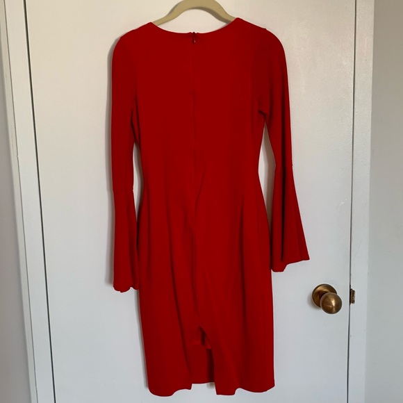 Bodycon Red Dress with Bell Sleeves - Picture 3 of 5